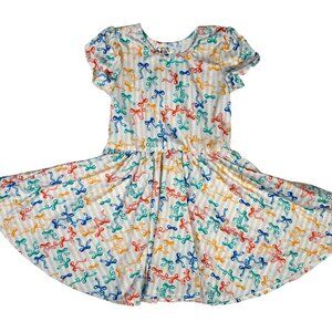 Dot Dot Smile Striped Bow White Cream Red Blue Girls Toddler Dress Cap Sleeve 2T